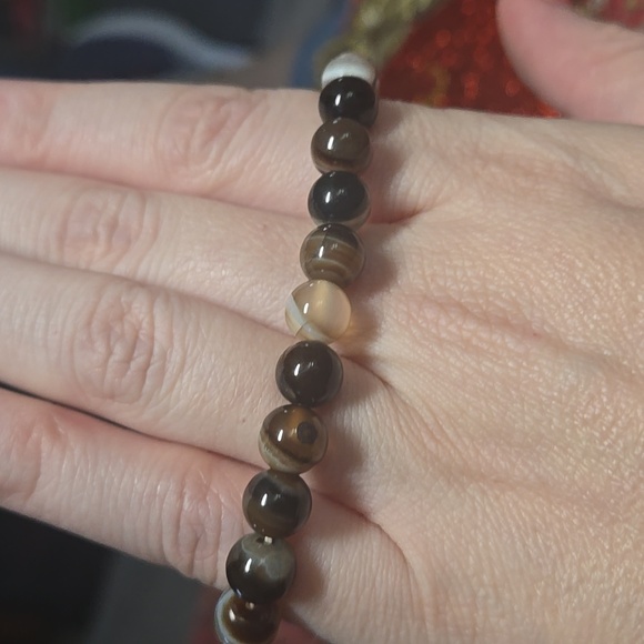 Triple A Browm stripe agate adjustable 101 - Picture 1 of 1